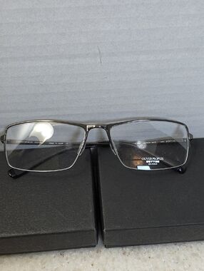 Oliver Peoples Men's Silver Metal Rectangular Glasses